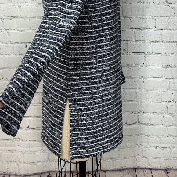 Loft - Marled Spacedye Cowl Mock Neck Sweater Tunic | Size Medium | Blue & White - Picture 5 of 13